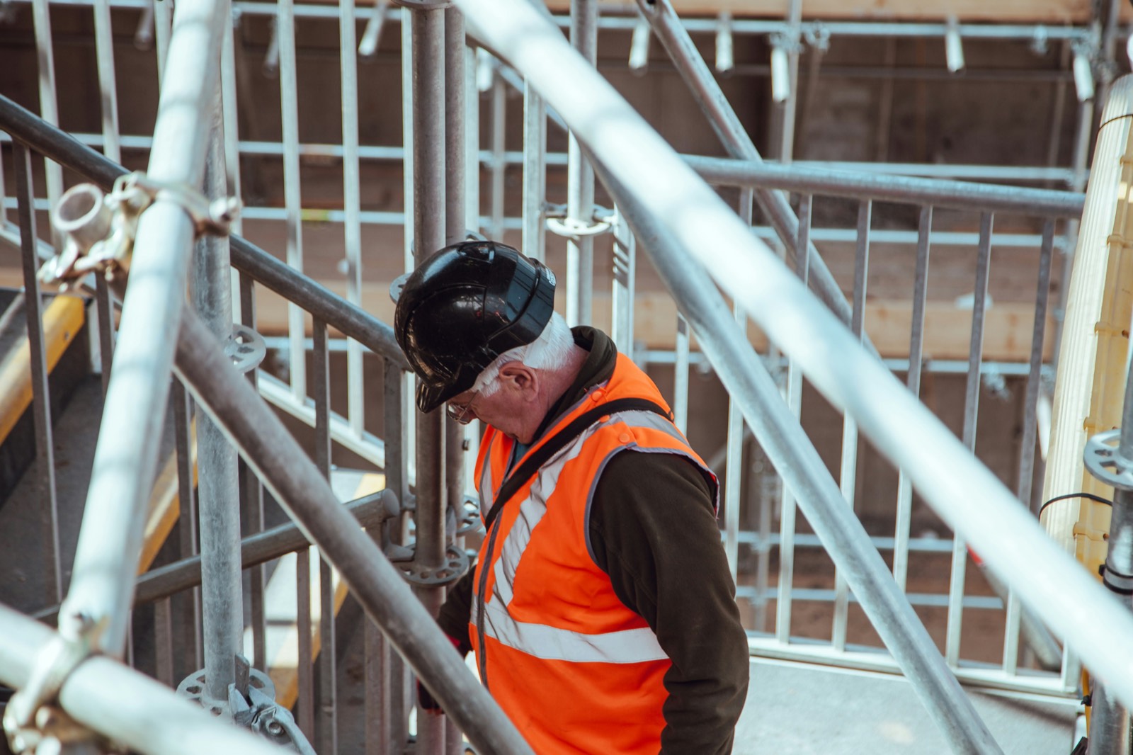 Construction worker on scaffolding