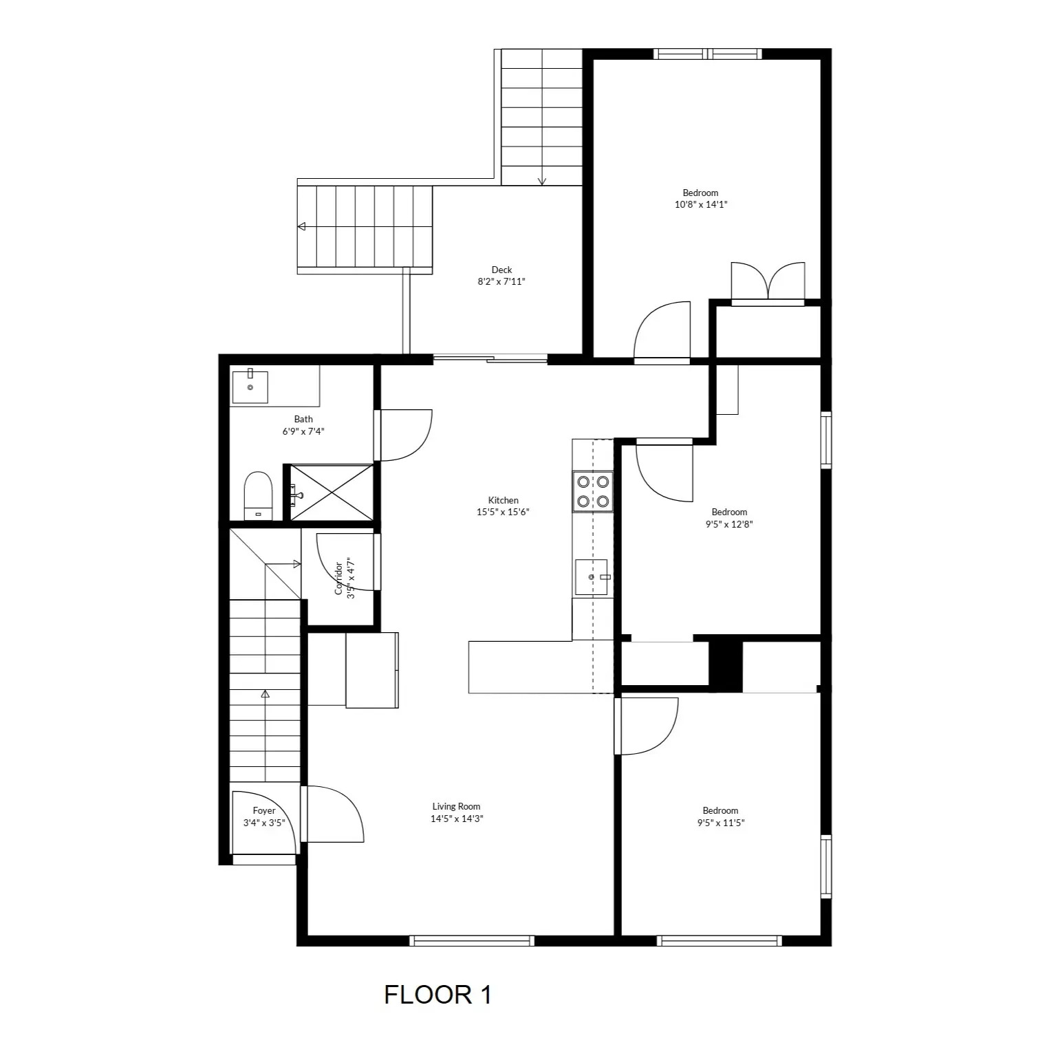 Floor 1 plan for 95 Bennington Street