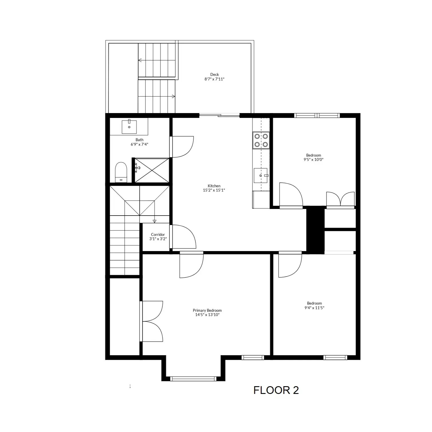 Floor 2 plan for 95 Bennington Street