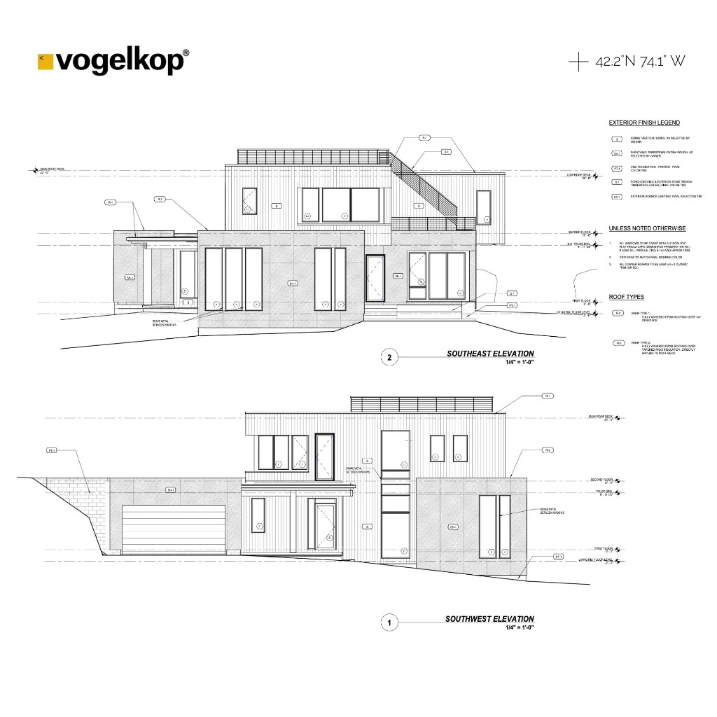 Southeast and southwest elevations
