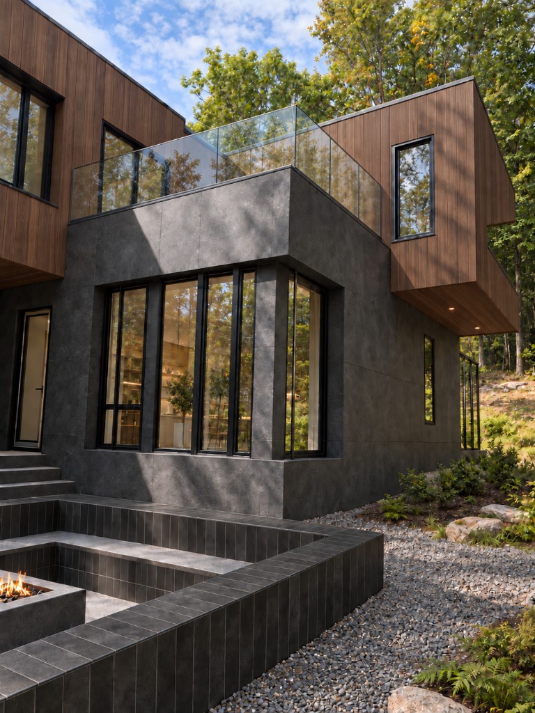 Terrace, steps, and sunken fire pit